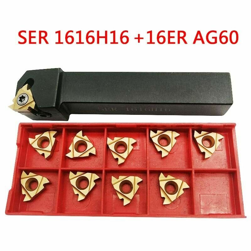 SER1616H16 lathe External Turning Tool Holder+16ER AG60 BP010 Threading Insert