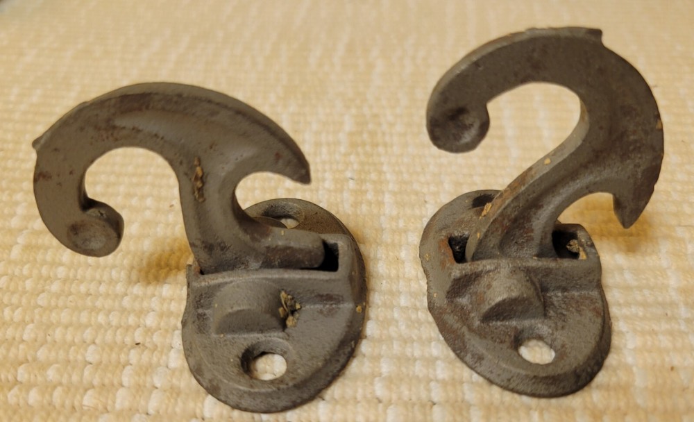 Oval Shutter Catch Latch Lock Cast Iron Salvage 1 pair.