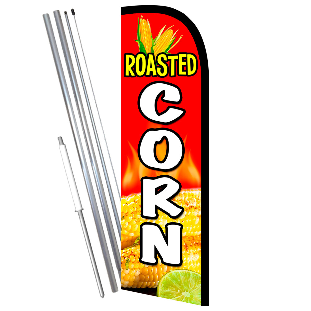 Roasted Corn Premium Windless Feather Flag Bundle (Complete Kit) OR Optional Re