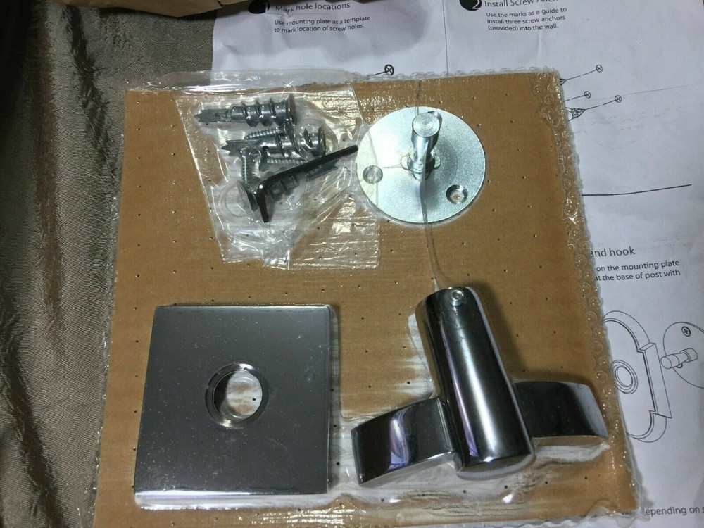 Emtek ASSA ABLOY Modern Double Hook W. Square Rosette, Polished Chrome On Brass