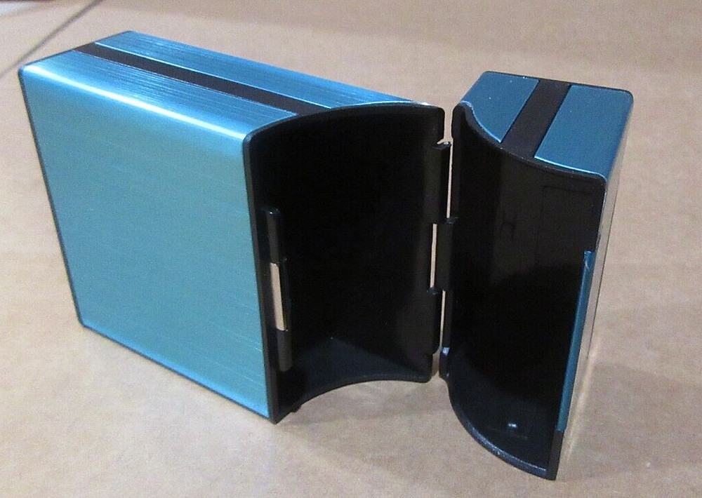 Cigarette Box, Blue Aluminum Plastic Acrylic , 20 Cigarette Size Case