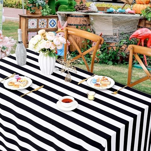 Waterproof Black and White Tablecloth 57" x 120" (Rectangular) Black&white