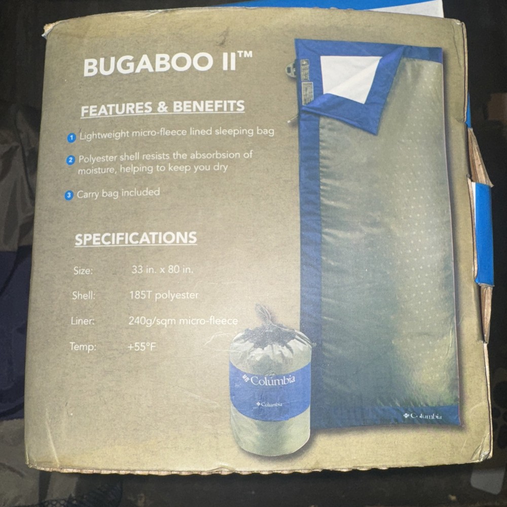 Columbia Bugaboo Sleeping Bag 80”X33" CB-s009-510 Polyester