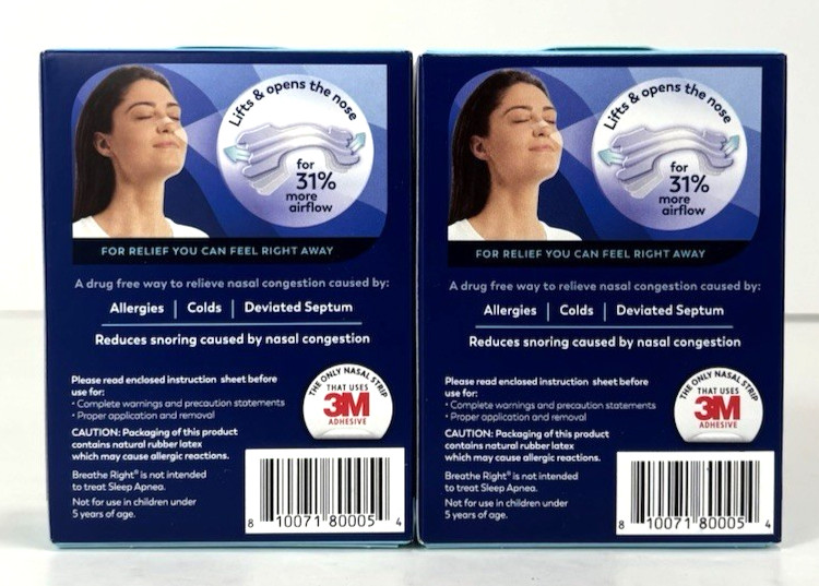 Breathe Right Clear Large Sensitive Nasal Strips Lot 2 Boxes