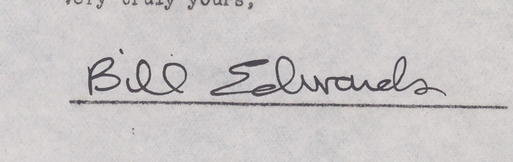 BILL EDWARDS - DOCUMENT SIGNED CIRCA 1946