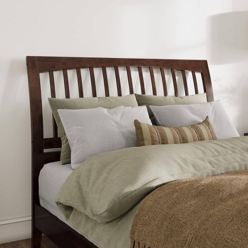 , Orleans Queen Sleigh Solid Wood Slat Headboard, Walnut