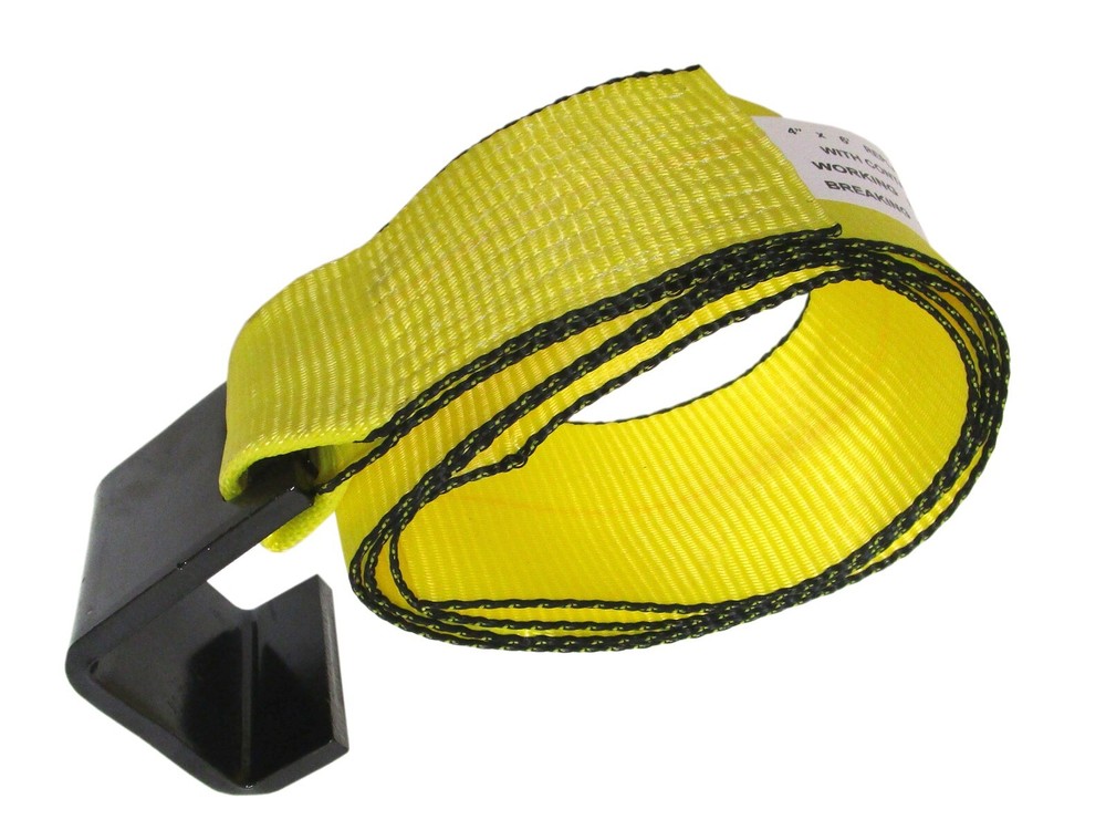 4" x 6' Roll Off Container Winch Strap with Flat Hook 5,400 lbs