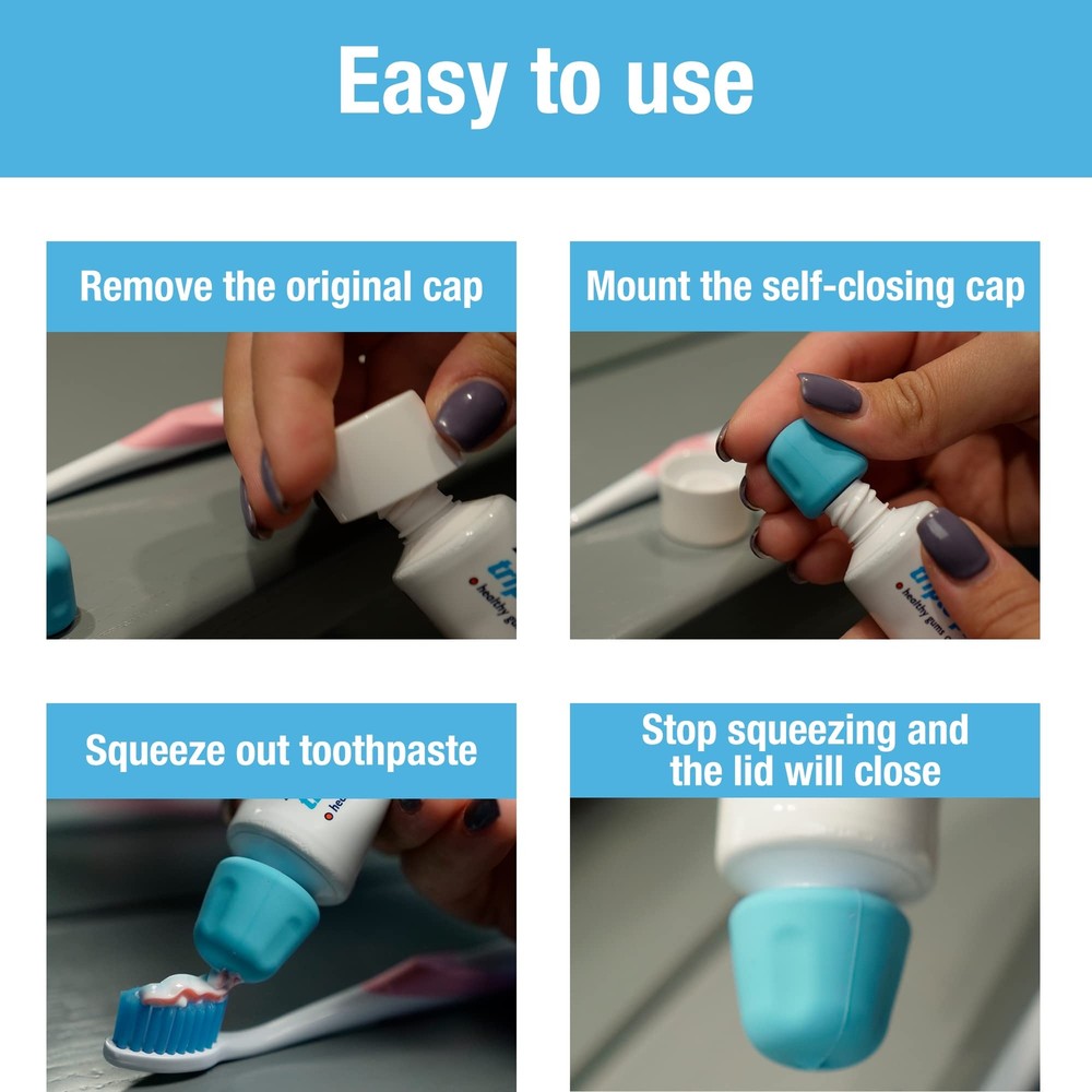 6 Pk Silicone Toothpaste Cap Reusable Self Closing Toothpaste Squeezer Dispenser