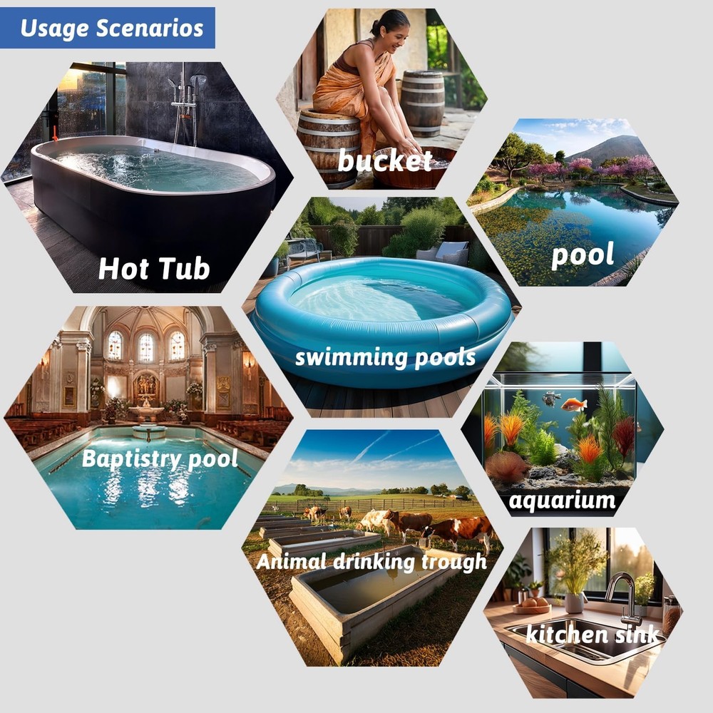 1300W Immersion Water Heater Portable Electric Hot Tub & Bucket Submersible W...