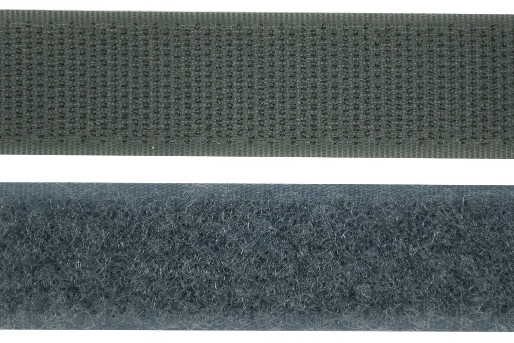 Hook and Loop Tape Gray 20-100mm Wide per 1m