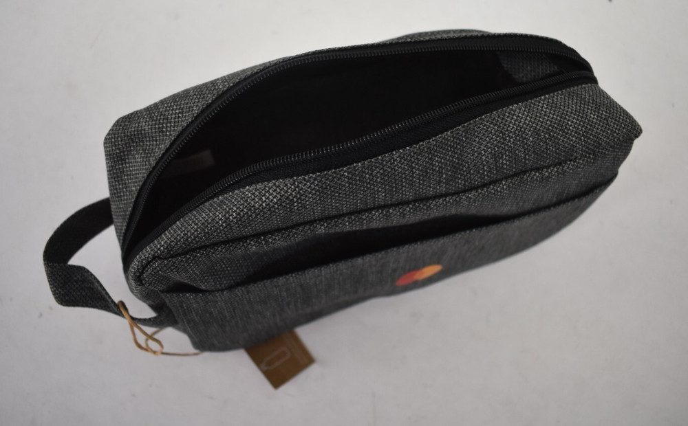 Mastercard Small Toiletry Bag Gray w USB Adapter & Pen & Notebook Journal Small