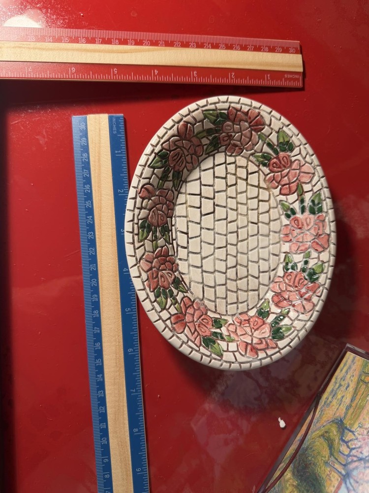 Italian Ceramic Platter, flower & mosaic cod39