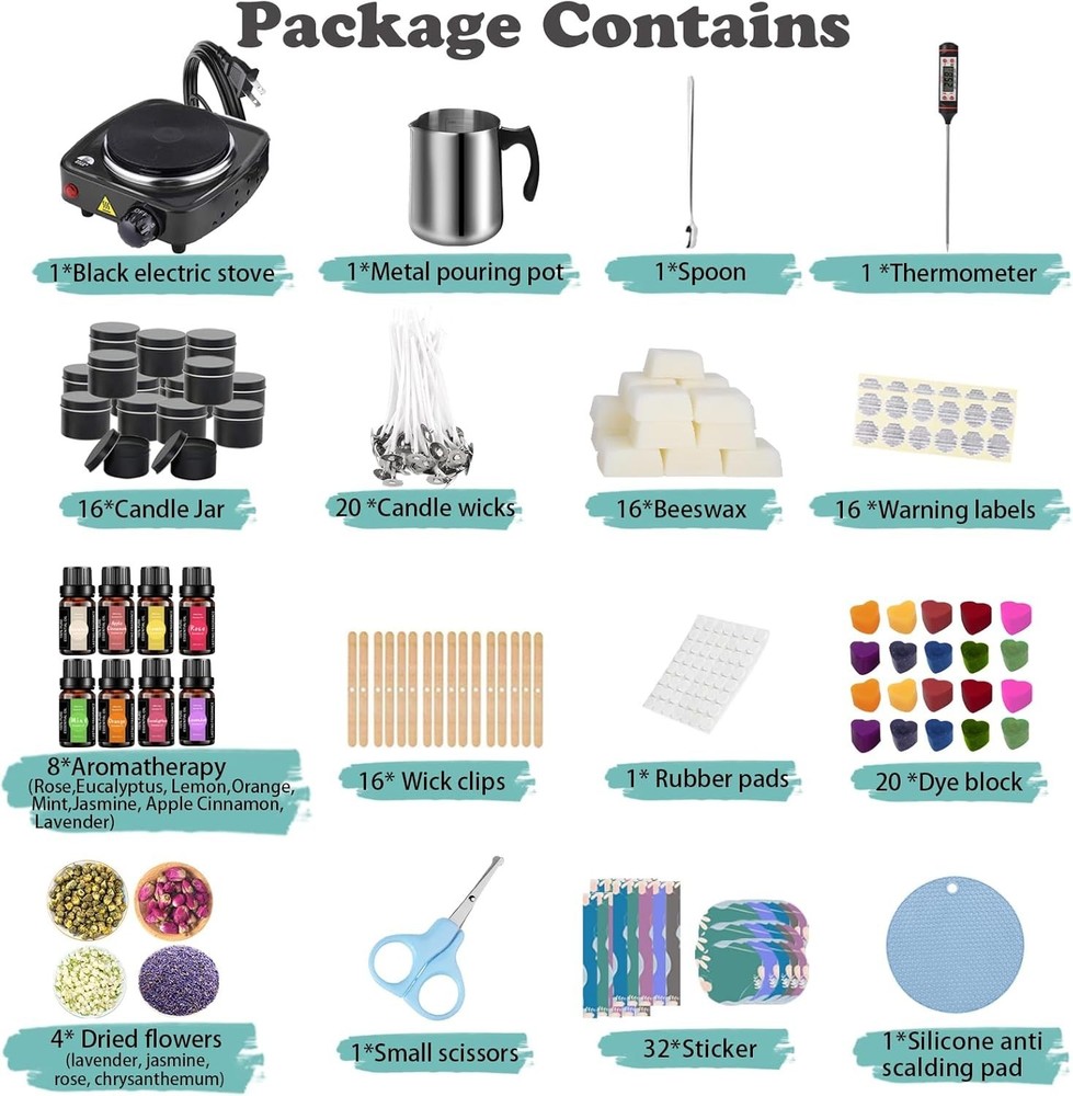 Complete Candle Making Kit with Electric Melter - Perfect Gift for Beginners