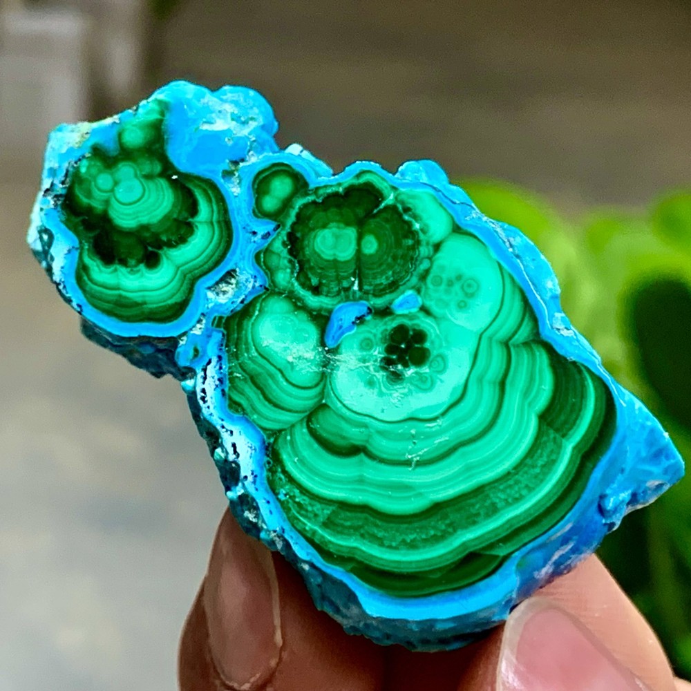 46G Natural Chrysocolla/Malachite transparent cluster rough mineral sample