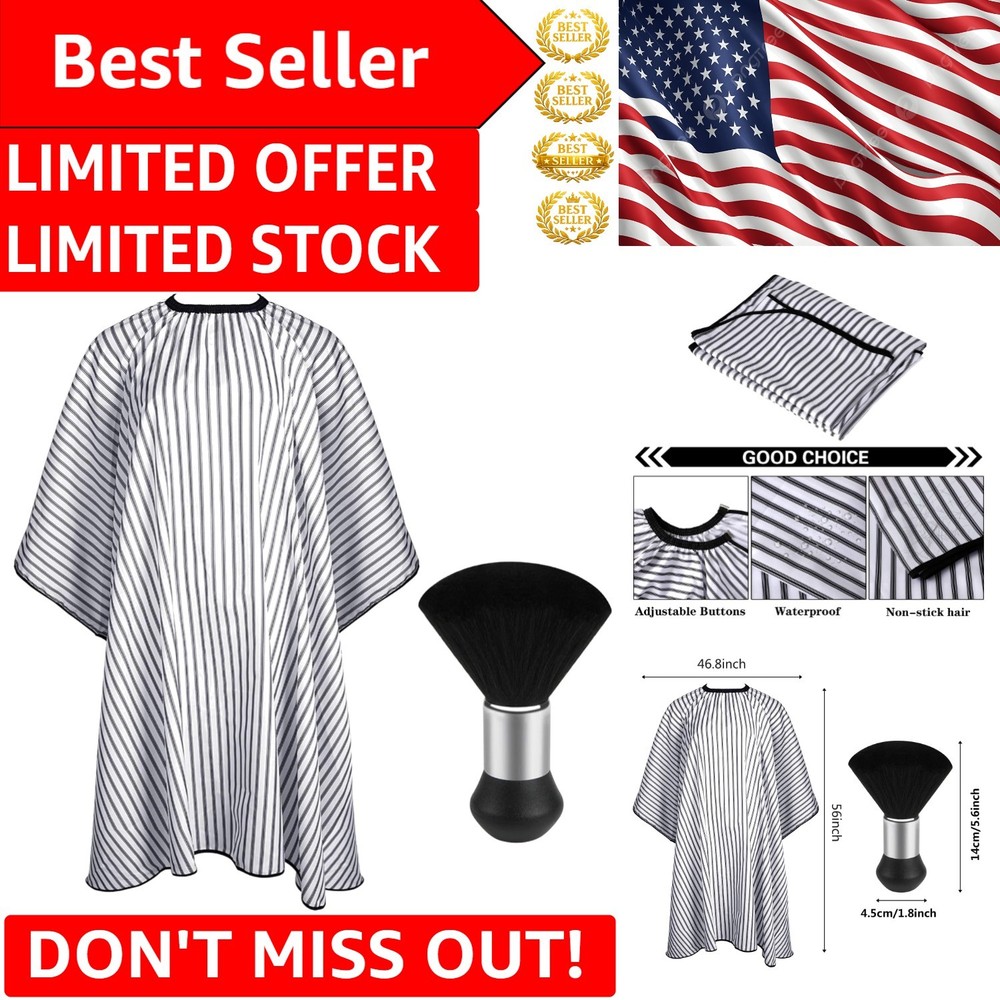 Durable Professional Barber Cape & Duster Brush Set - Easy Care, Static-Free