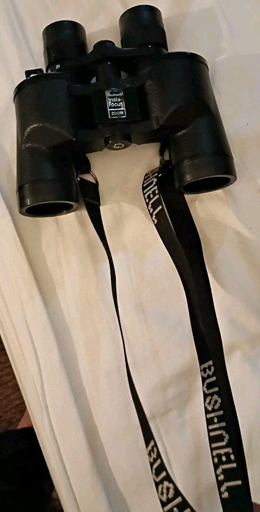 Vtg Bushnell InstaFocus 10x50 Wide Angle Binoculars & Strap, Mint A+