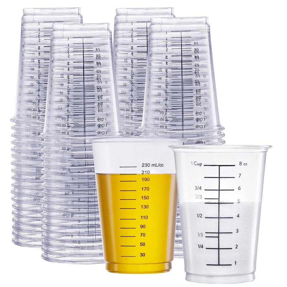[10 oz. - 50 Count] Multipurpose Disposable Plastic Measuring Cups - Baking