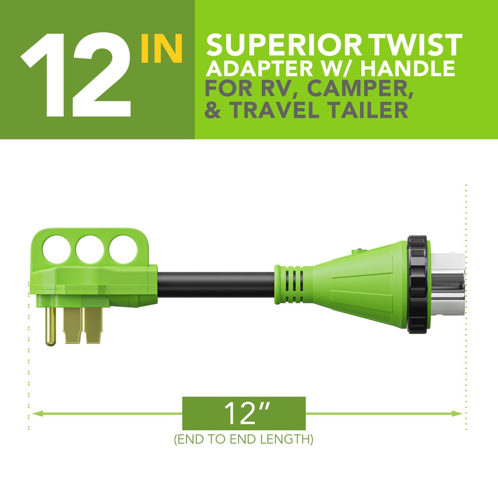 RV Power Cord Adapter 50 amp Male to 50 amp twist lock female camper detachable