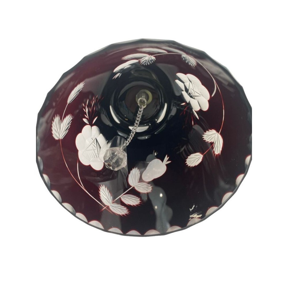 Poland Ruby Red Hand Cut Crystal Bell with Crystal Clapper