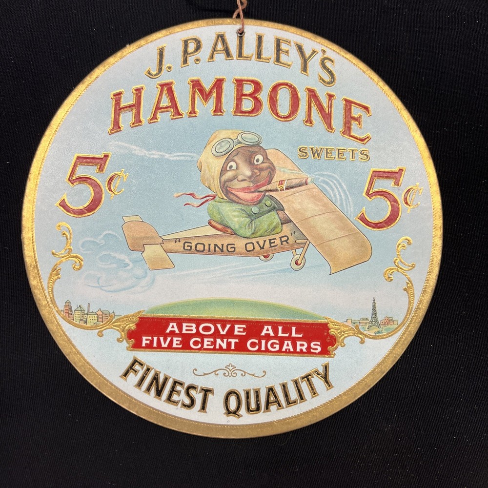 Authentic Antique Late 1920’s “Hambone Sweets” 5 Cent Cigar Cardboard Fan Pull