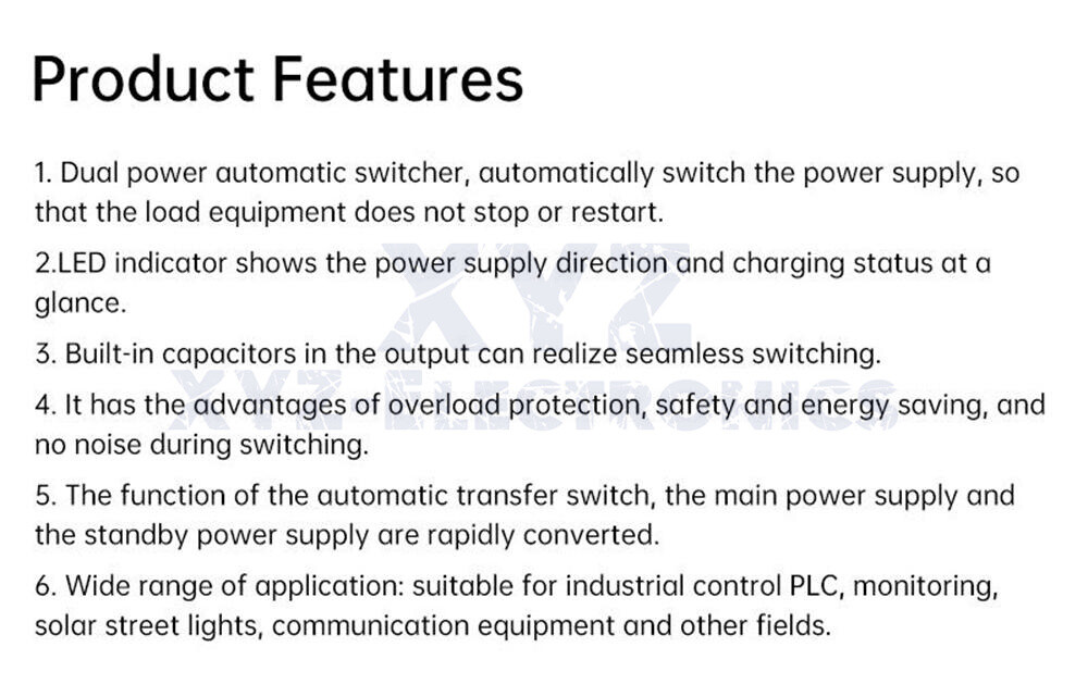 Dual Power Automatic Switcher UPS Emergency Power Failure Auto Transfer Switch