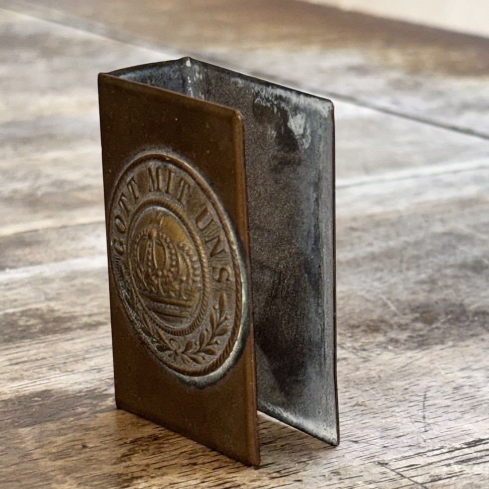 WW1 GERMAN GOTT MIT UNS Brass Match Box Holder