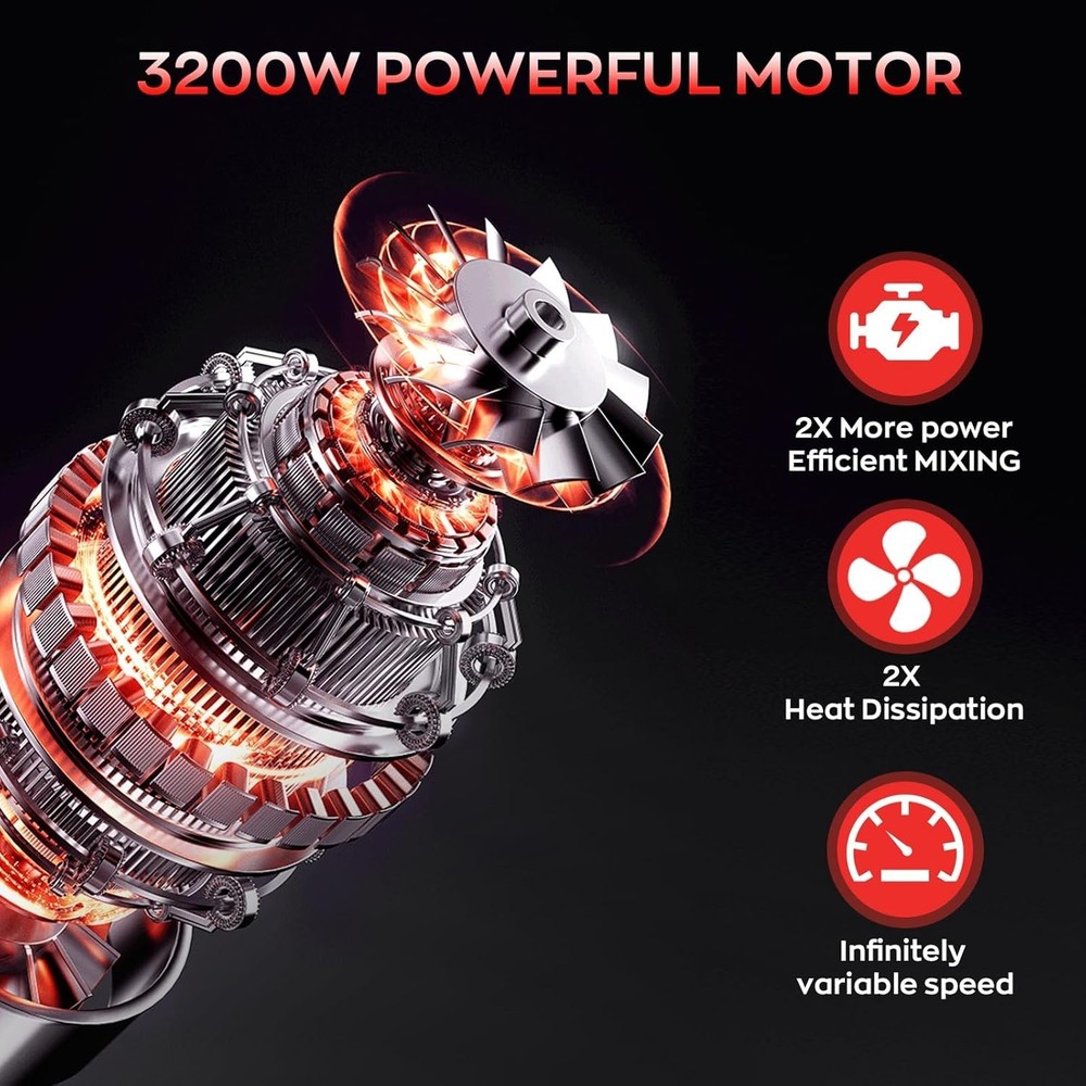Heavy-Duty 3200W Drill Mixer - Ergonomic Design with Interchangeable Bits