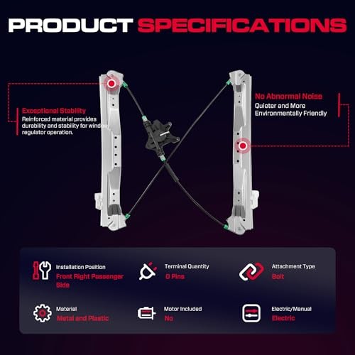 Front Driver Side Power Window Regulator Without Motor Fit Front Driver (LH)