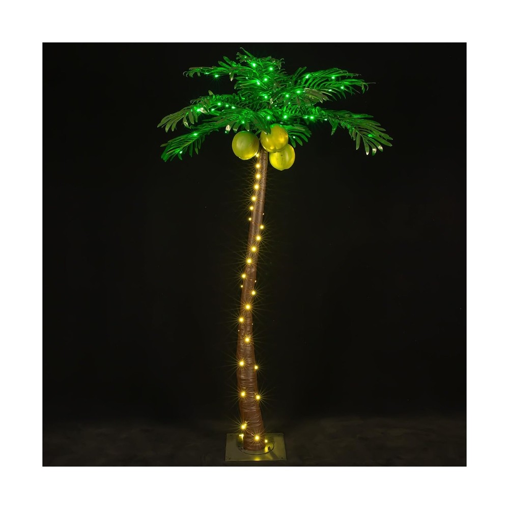 5ft Lighted Palm Tree with Glowing Coconuts - Dimmable, UL Certified, Waterpr...