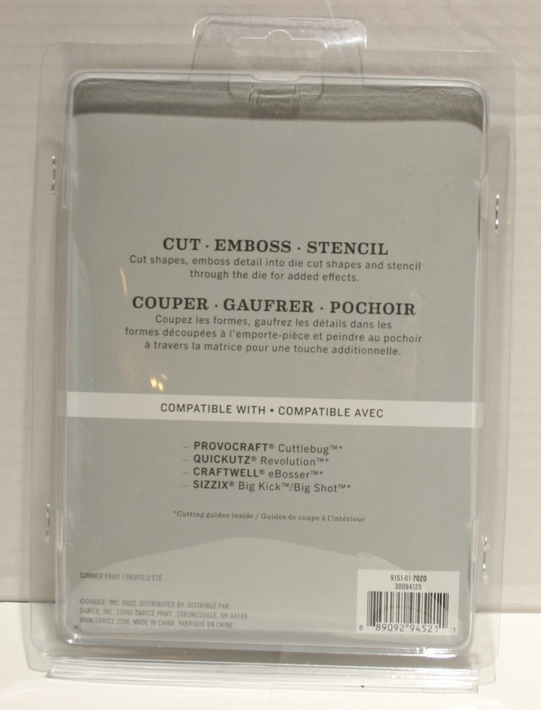 SEALED Darice Die Cut & Embossing Stencil Summer Fruit 5pc