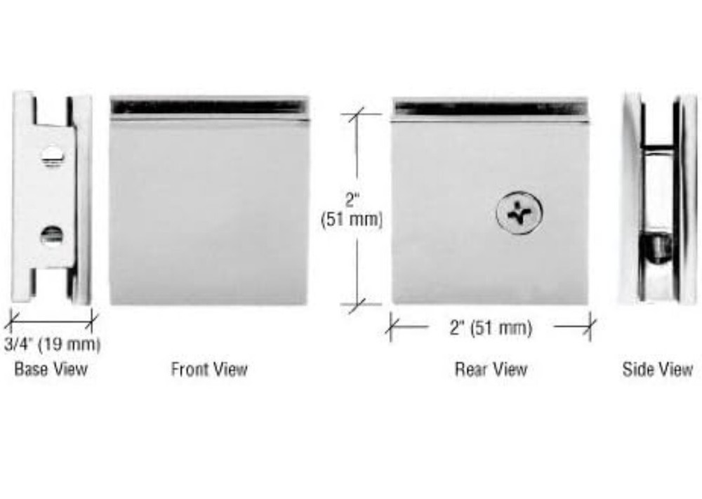 Satin Nickel Square Style Notch-in-Glass Fixed Panel U-Clamp