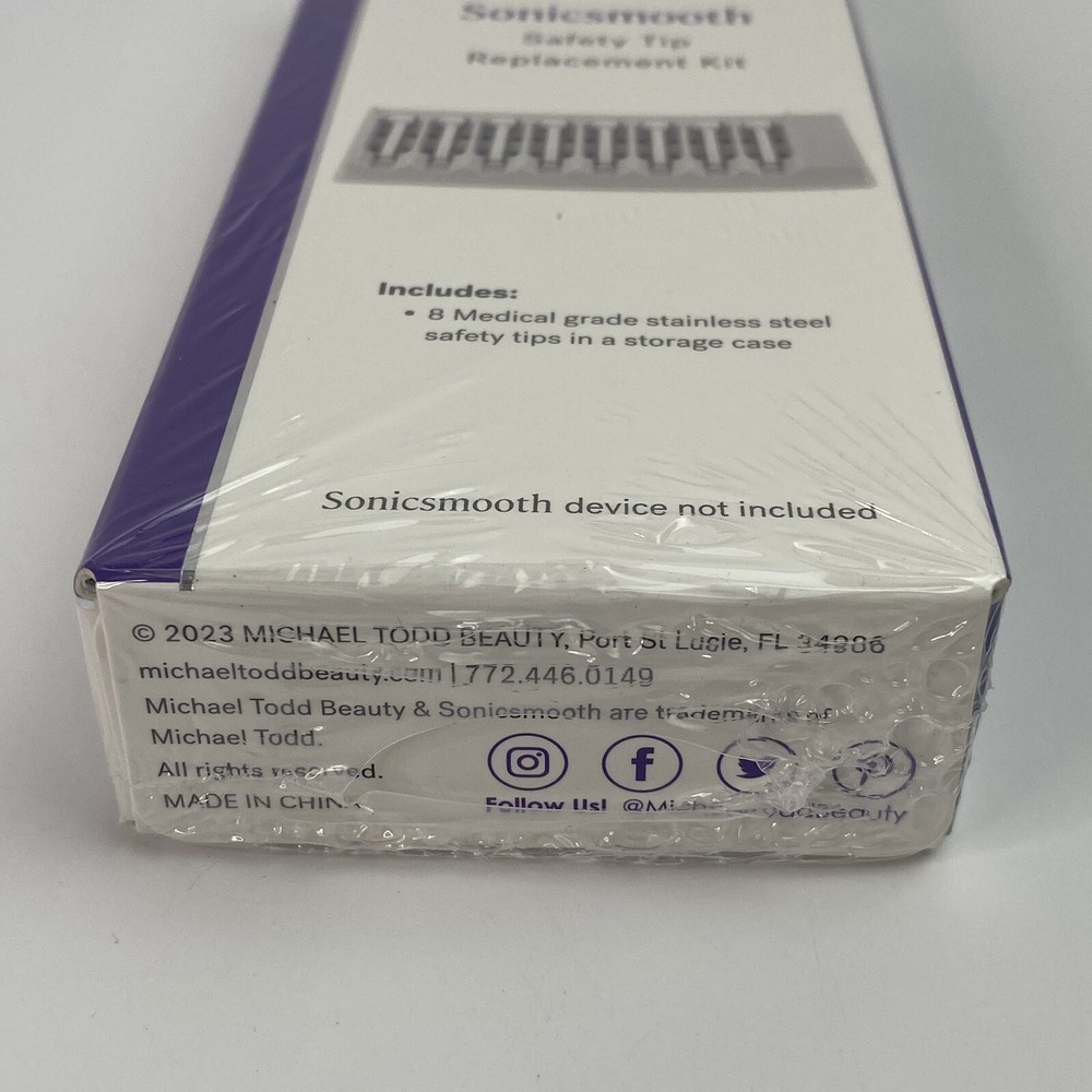 Michael Todd Sonicsmooth Safety Tip Replacement Kit 8 Pack +Case BRAND NEW