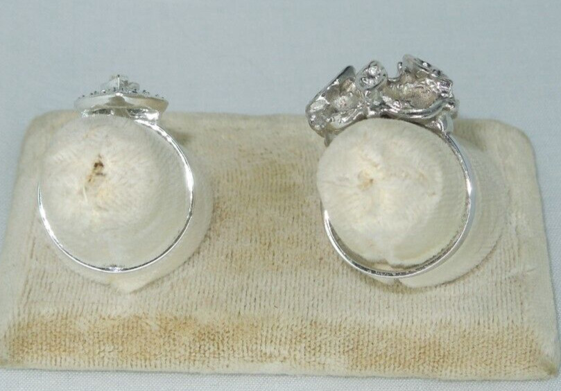 2 Ring Blanks Settings Cabochon Adjustable silver Plated Brass NEW 85V