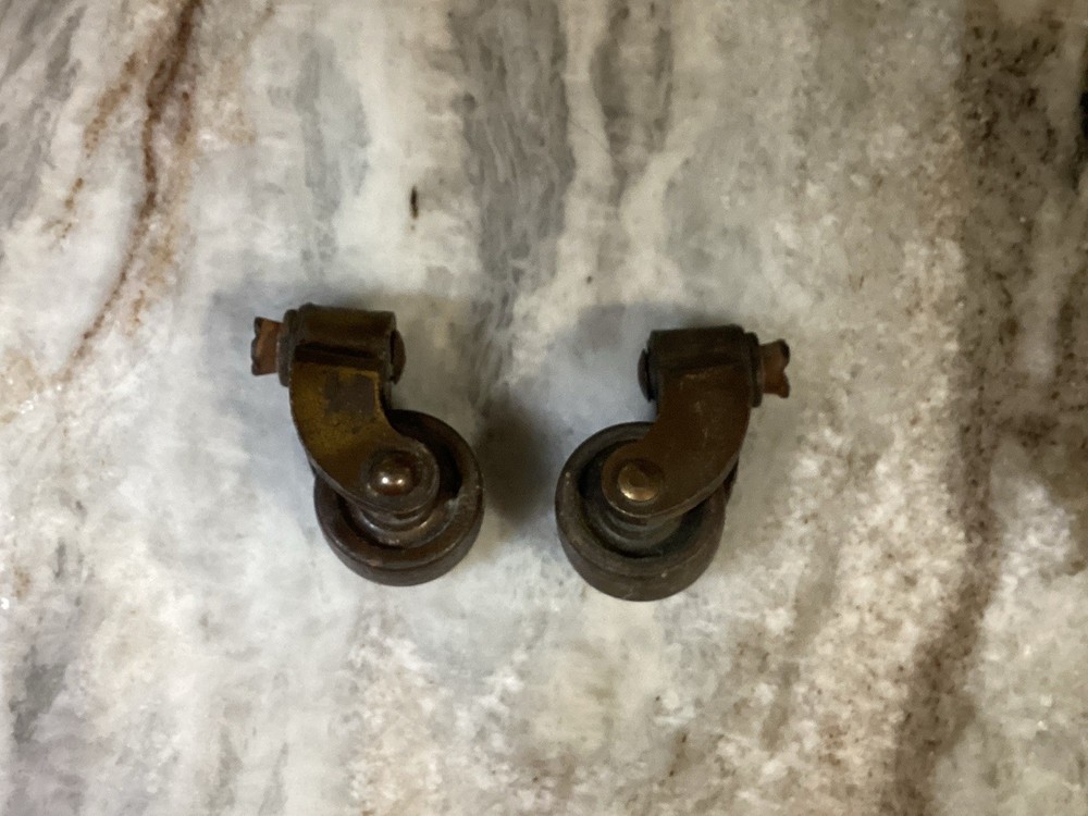 VTG 2 Solid Metal Caster Wheels (brass?) #4001 On Both