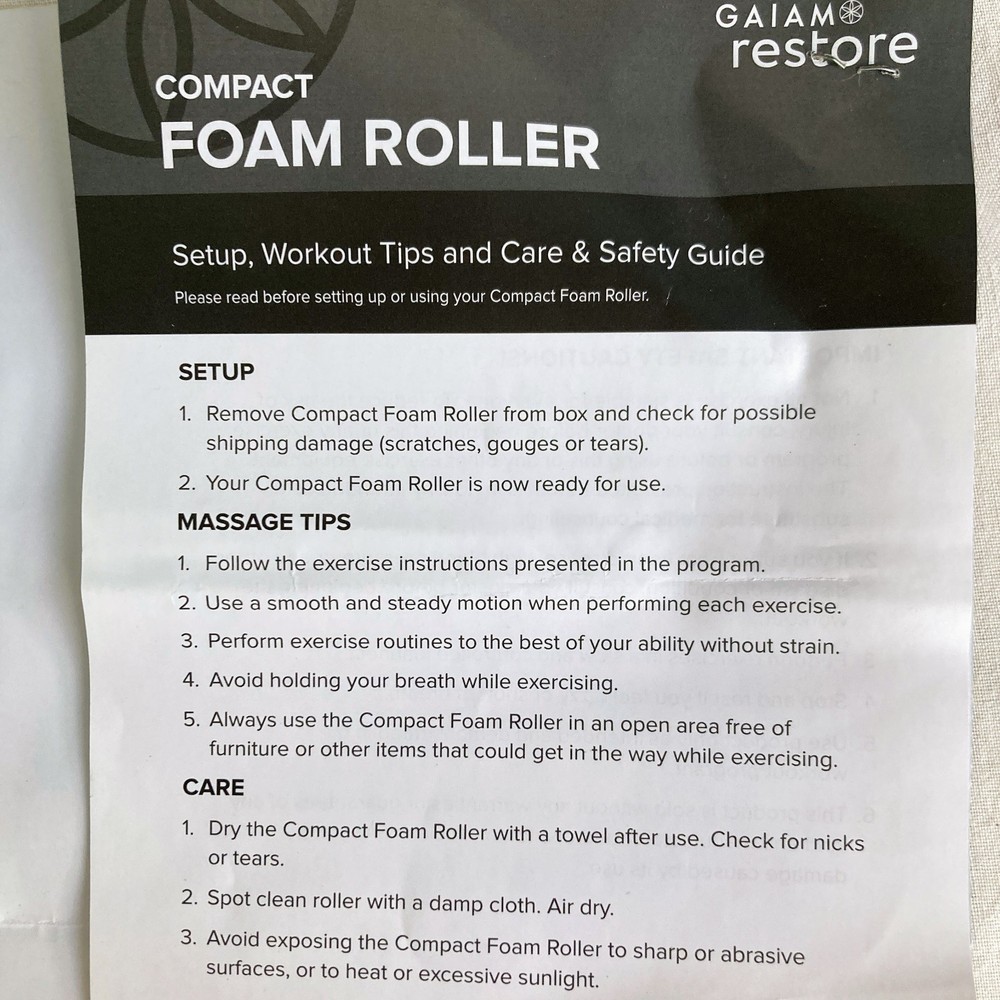 GAIAM RESTORE- Compact Foam Roller with Massage Guide
