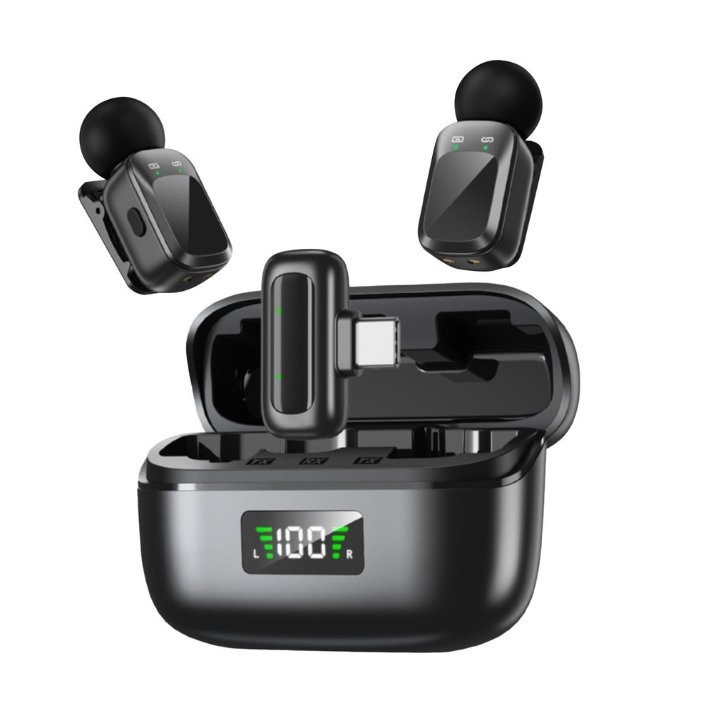 Wireless Microphone Mini Mic for iPhone/Android Phone, LED Display Lavalier Mic