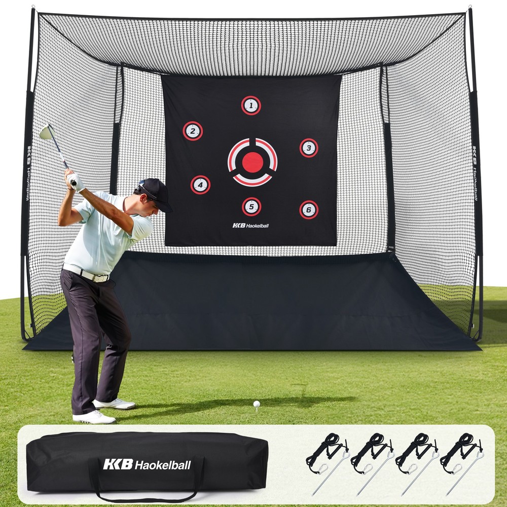 Heavy-Duty Golf Net 10x8x6ft Professional Golf Practice Net w/Target Cloth Frame