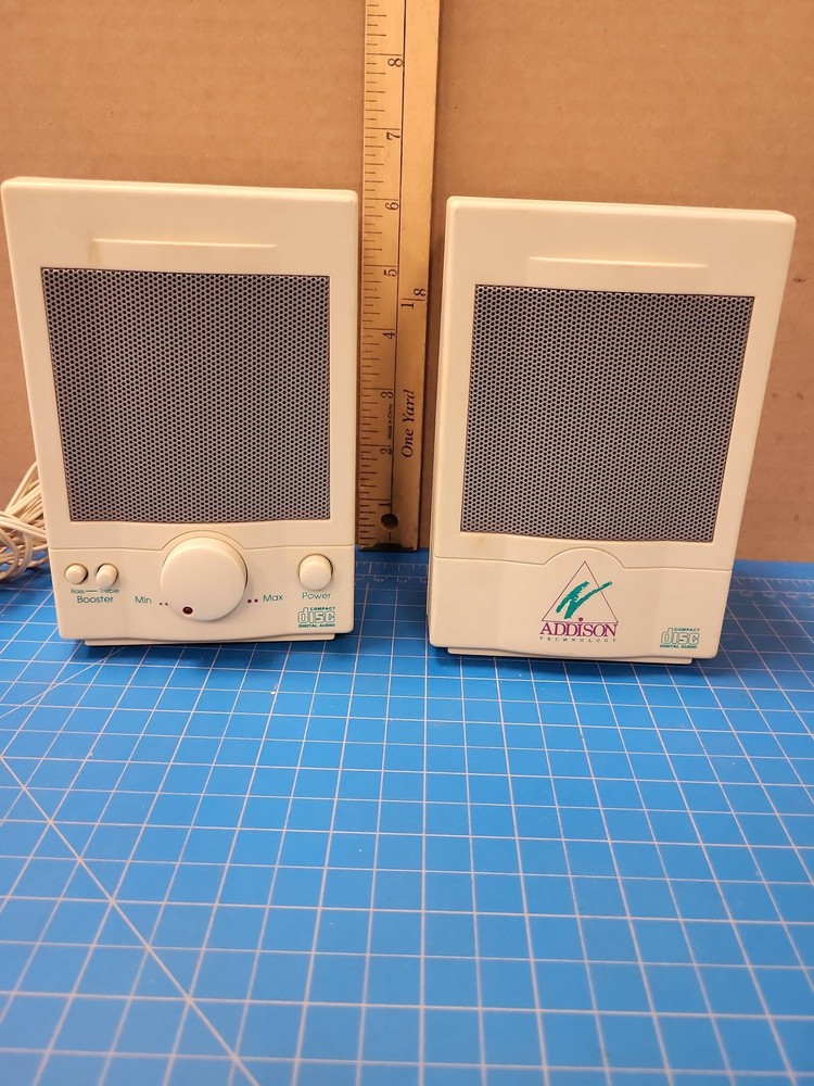 Addison Technologies Compact Disc Speakers Vintage Computer Audio Pair