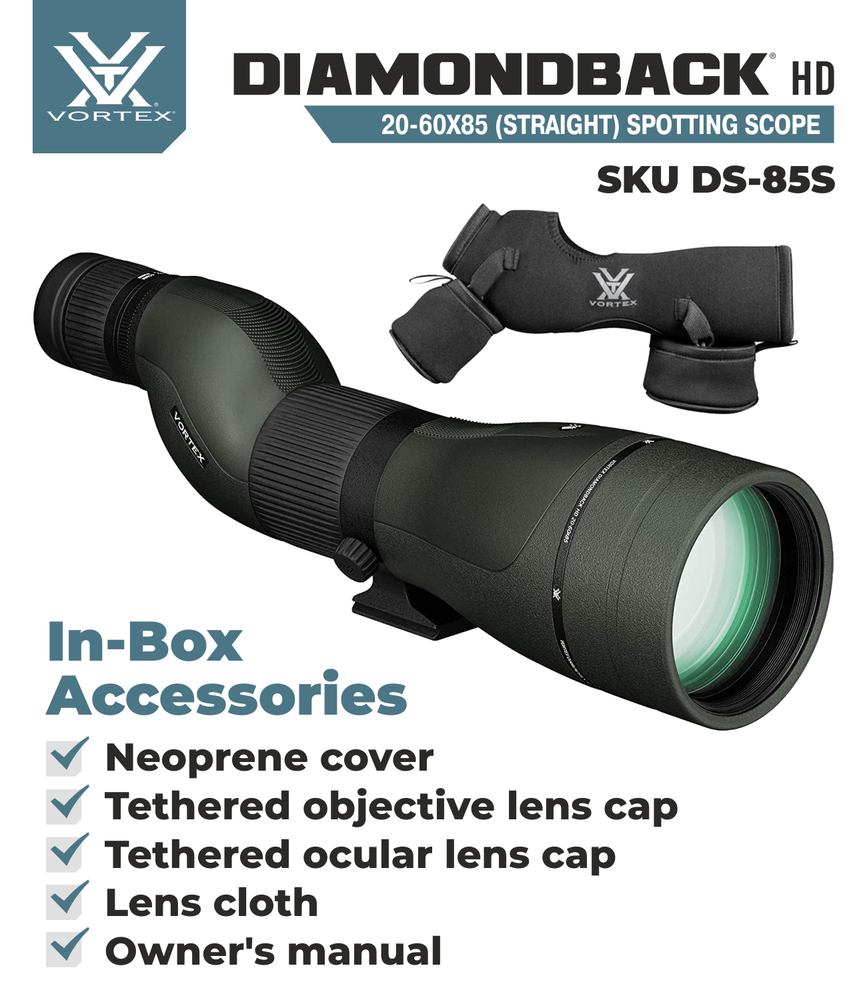 Vortex Optics Diamondback HD Spotting Scope 20-60x85 Angled w/ CF Hat & Tripod