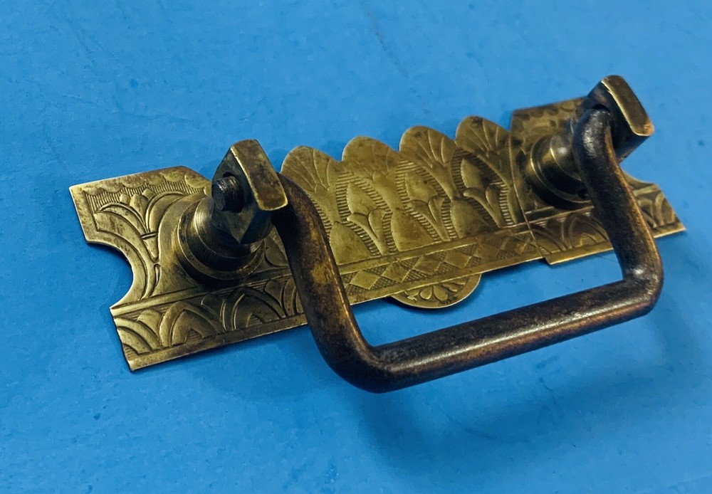 Brass Victorian Eastlake Antique Hardware Bail Drawer Pull 2 3/8” centers