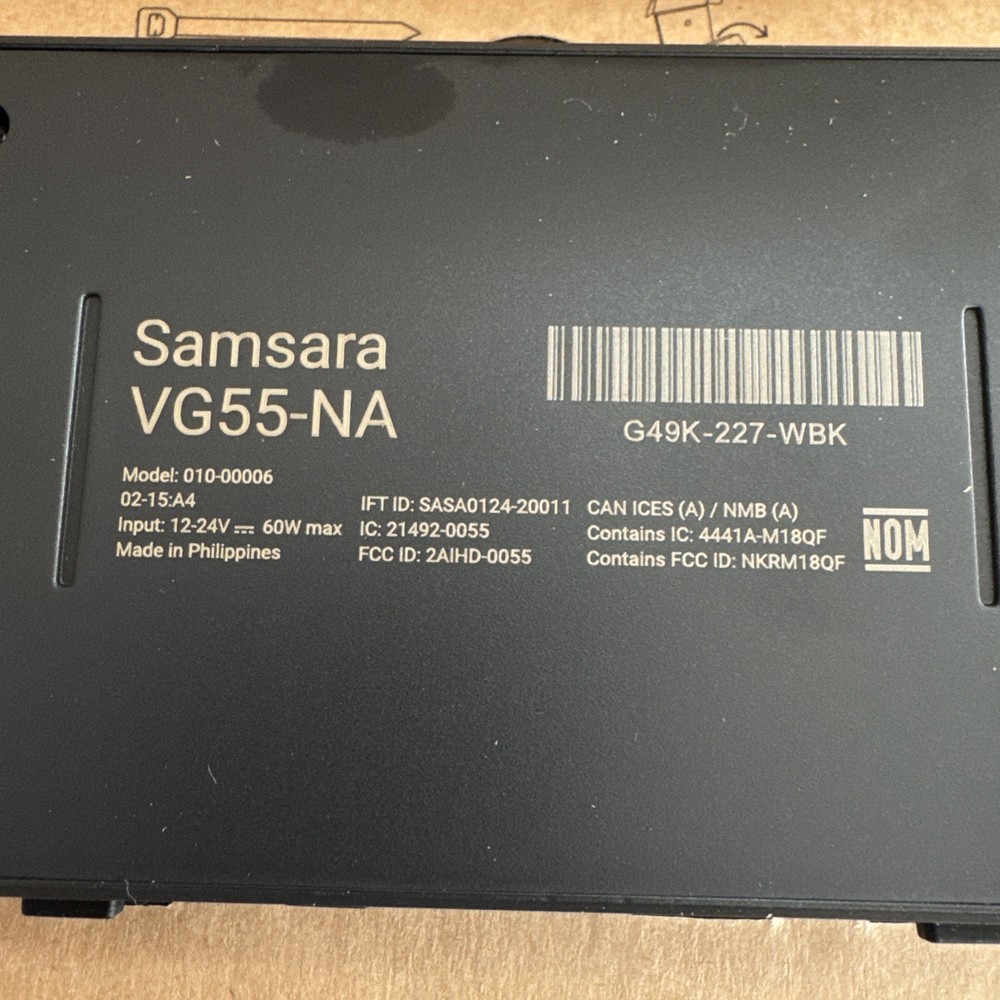 Samsara VG55-NA Vehicle Gateway for GPS Tracking& Analytics Sensor Data New E50