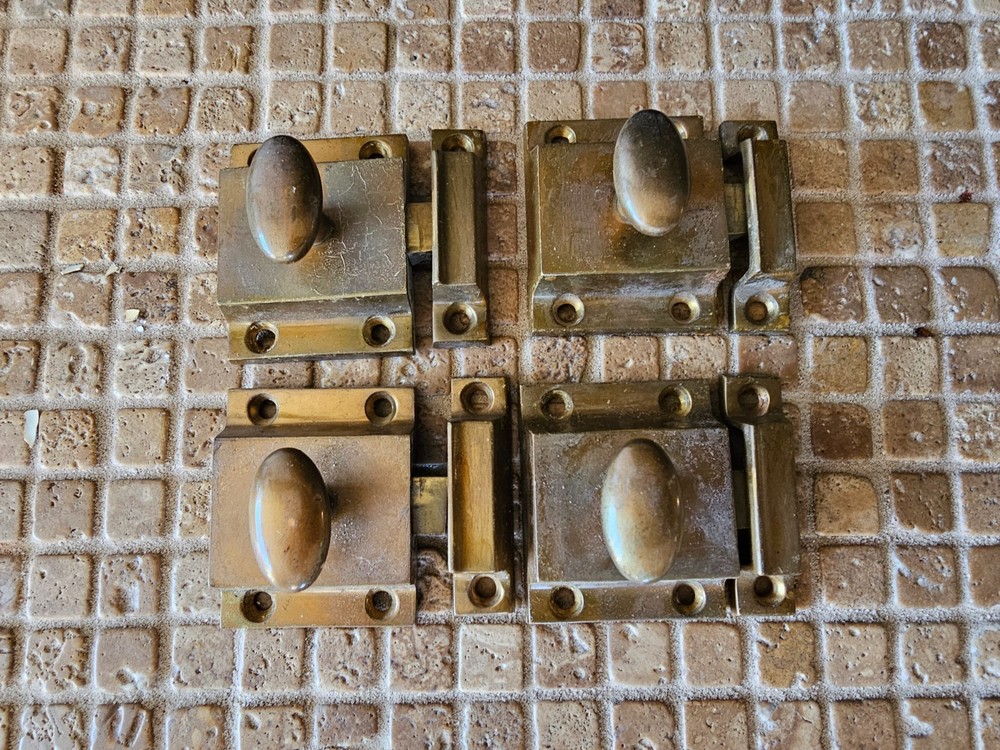 Russwin Cupboard/ Cabinet Door Latches- Solid Brass w/ Keepers