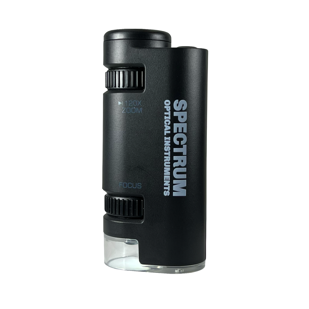 EasyMicro 60X - 120X LED Lighted Zoom Microscope (Black Color) - SpectrumOI
