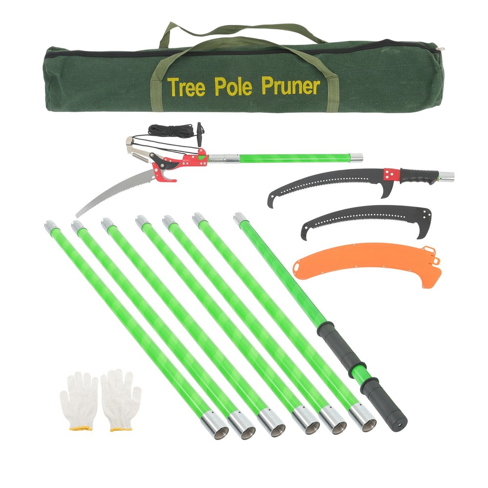 8-Section Telescoping Green Pole 27FT Extendable Tree Trimmer & Pole Saw Combo