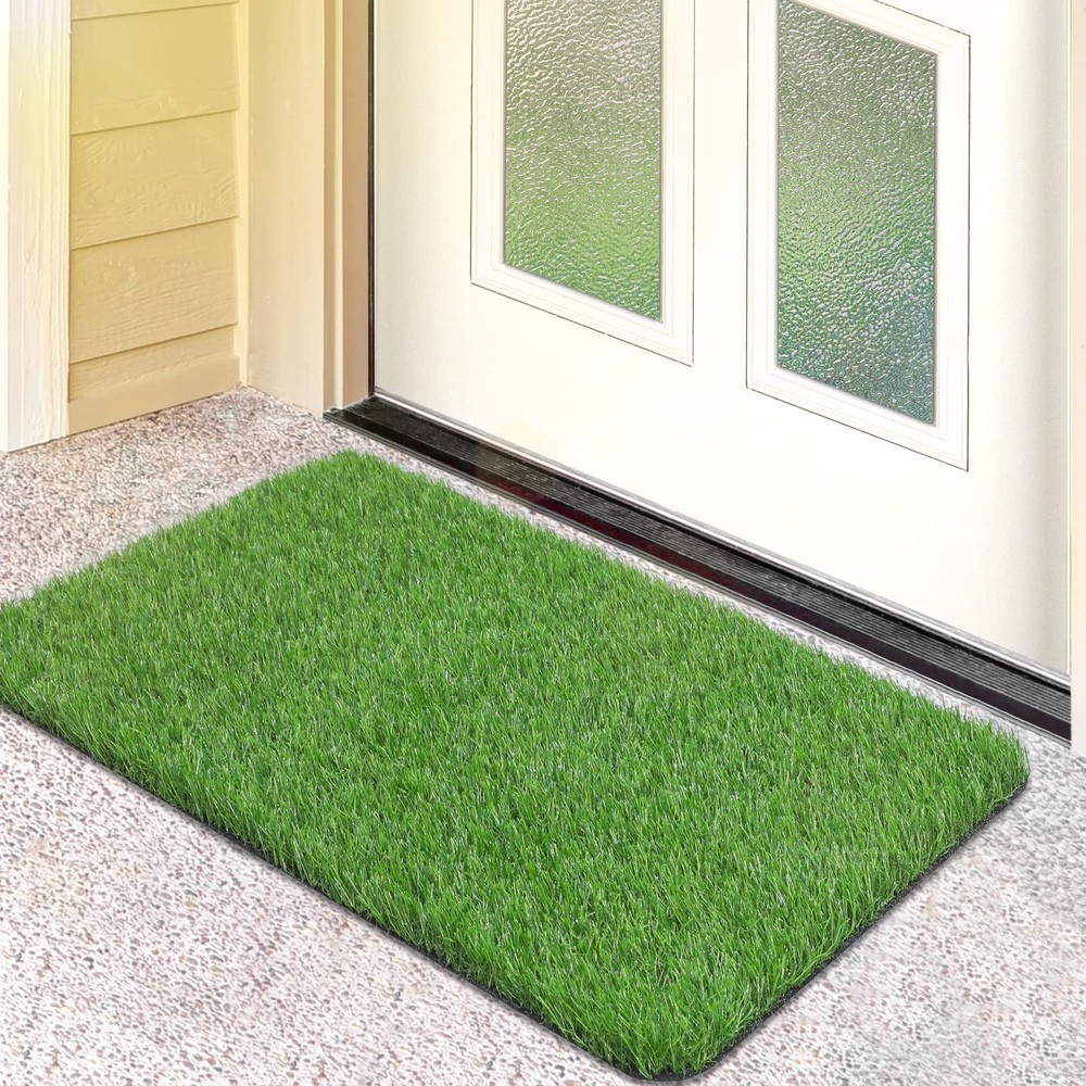 OLanto Artificial Grass Door Mat, Turf 1'5" x 2'6" (Rectangular), Green