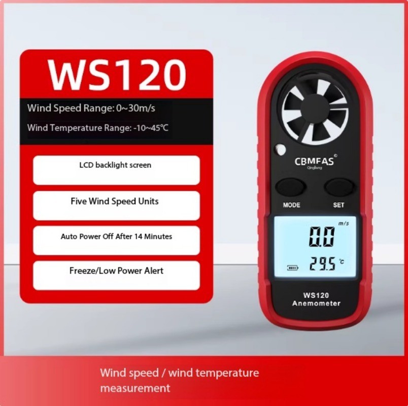 Handheld Anemometer, Wind Speed Meter, High-Precision Thermistor-Based Tester