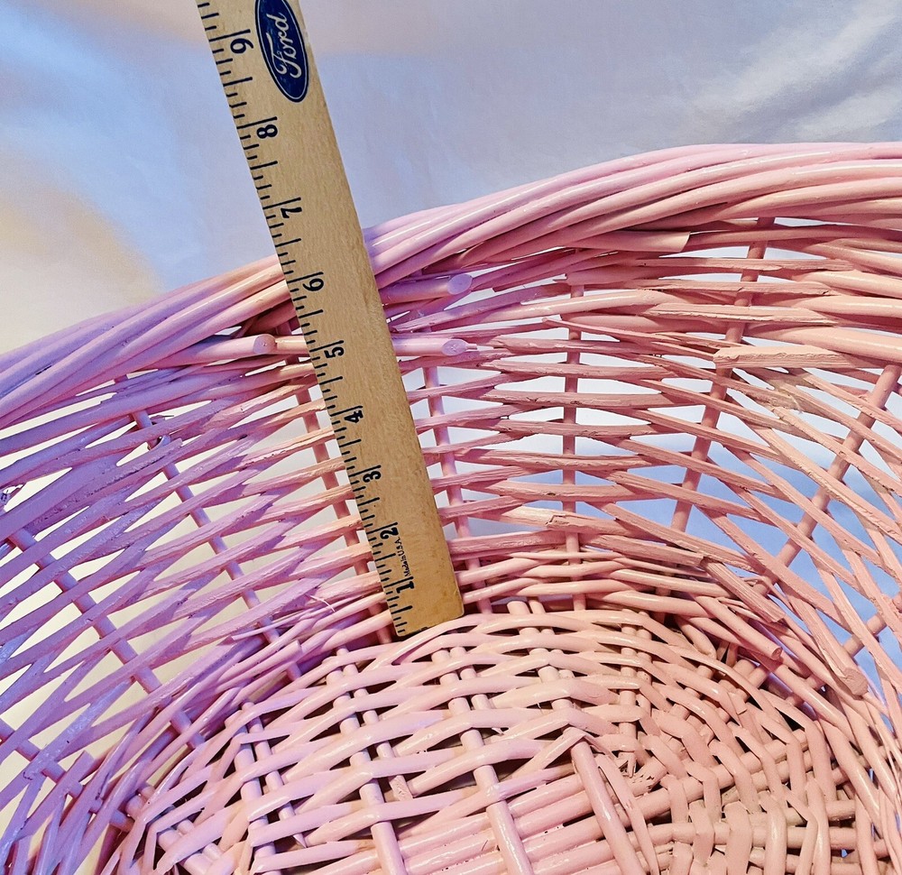 Oval Willow Pink Basket Wicker Easter Woven Tabletop Fruit Kitchen Decorative XL