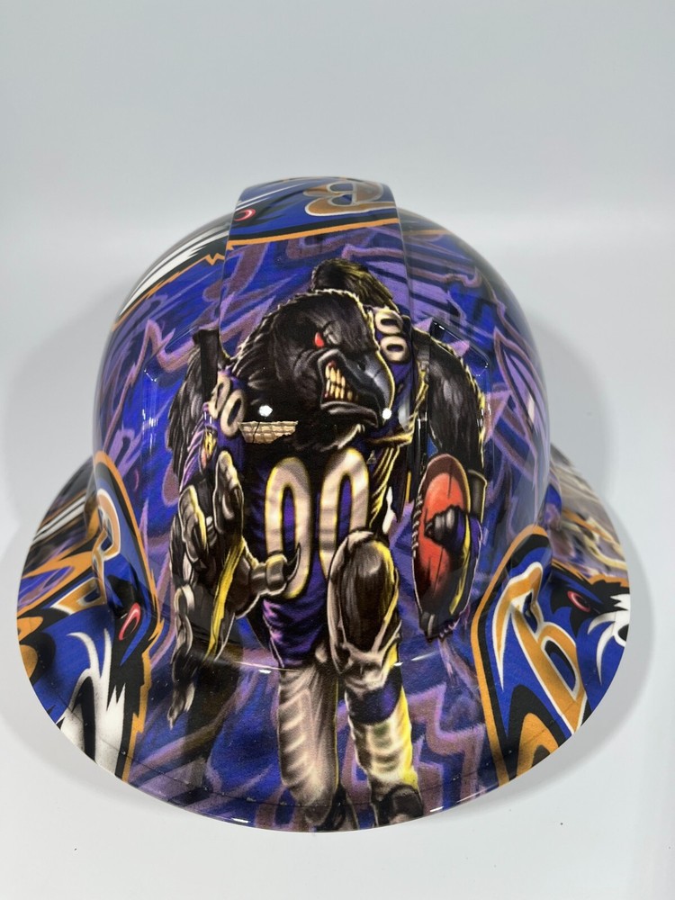 New Full Brim Hard Hat Custom Hydro Dipped BALTIMORE RAVENS