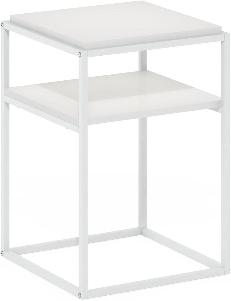 Moretti Side Table 2-Tier Stackable Metal Frame End Table W/ Open Shelf Night
