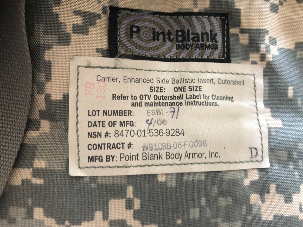 ENHANCED SIDE BALLISTIC OUTER SHELL BACK